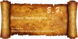 Bencs Henrietta névjegykártya